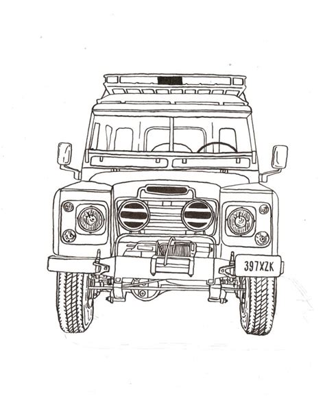 Land Rover Series Iii Ink Drawing Carros Y Camionetas