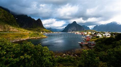 Reinenorwegian Fishing Village At The Lofoten Islands In Norway Stock