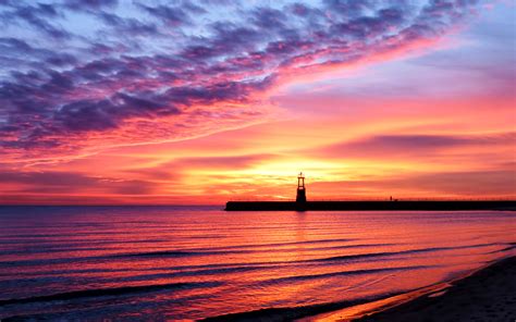 Landscape Sea Sunset Beauty Coast Beach Water Sky Lighthouse