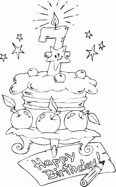 Birthday Cake Age 7 Coloring Page
