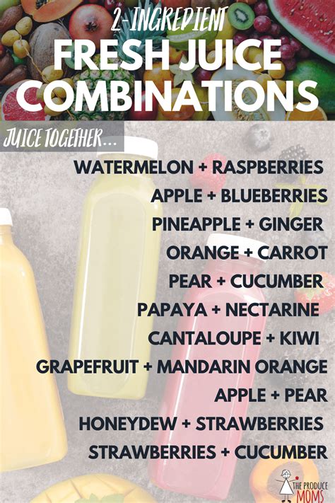 Fruit Juice Combinations Chart