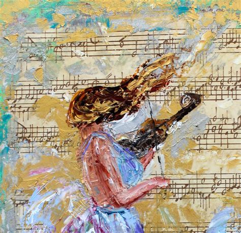 Violin Rhapsody Painting Music Art Original Oil On Canvas Palette