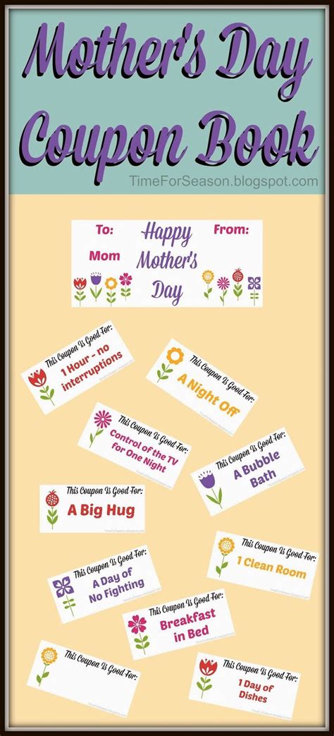 A Time For Seasons Free Mothers Day Coupon Book Printable Mothers Day Coupons Birthday