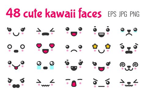 Kawaii Faces Clip Art Cute Face Expressions Japanese Anime