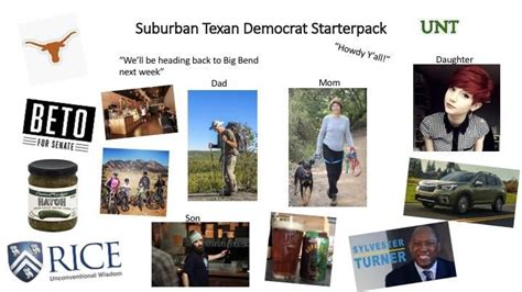 Suburban Texan Democrat Starterpack Rstarterpacks