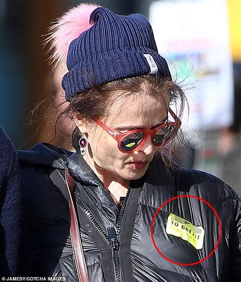 Helena Bonham Carter Sports A Bks To Brexit Sticker In London Daily Mail Online