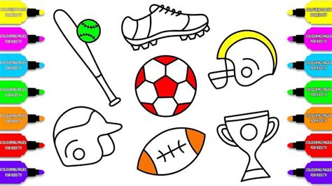 How To Draw Set For Sport 💖 Coloring Pages Football ⚽ Baseball ⚽balls ⚽