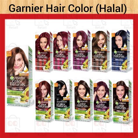 [shop malaysia] garnier hair colour hair dye 100ml box or 40ml 60 ml pack [halal] shopee