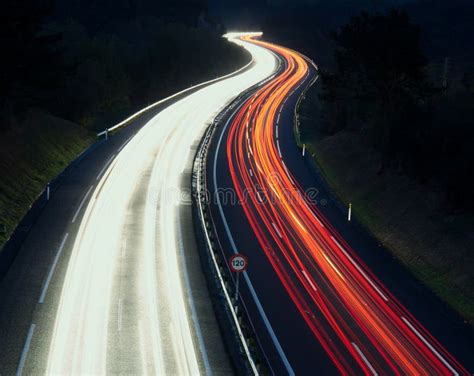 6356 Speed Traffic Light Trails Motorway Highway Night Stock Photos