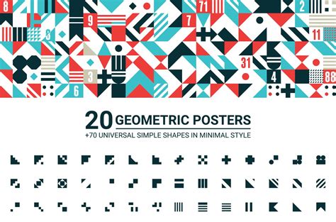 20 Geometric Posters And 70 Shapes Graphic Patterns ~ Creative Market