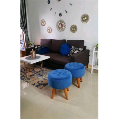 Jual Bench Puff Kursi Bulat Sofa Stool Bulat Kotak Kancing Bungkus