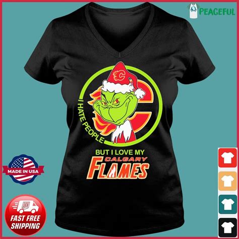 Official The Grinch I Hate People But I Love My Calgary Flames Shirt