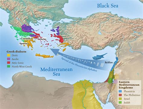 Spread Of The Phoenician Alphabet Bible Mapping Map Phoenicia