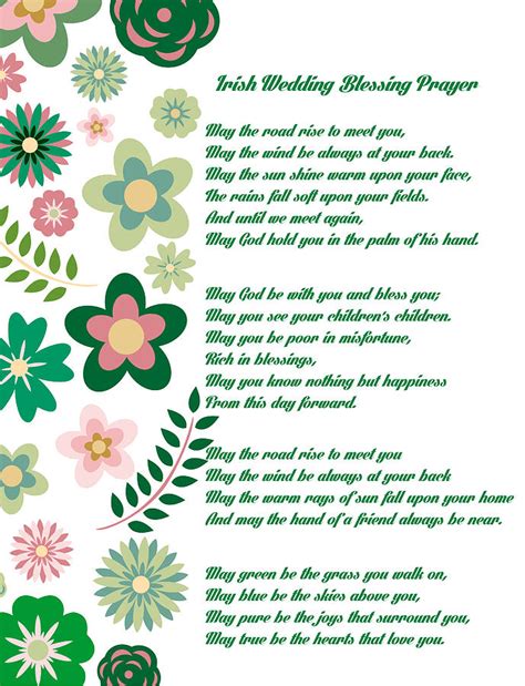 Irish Wedding Blessing Prayer Drawing By Celestial Images