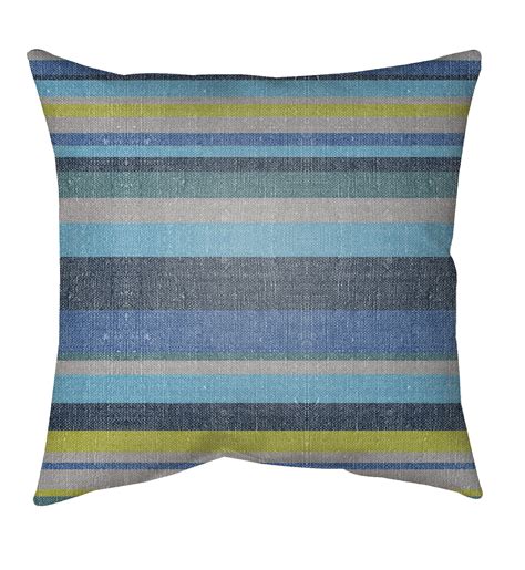 20 Blue And Green Striped Square Throw Pillow Cover