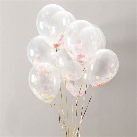 Pack Of 14 Pastel Rainbow Confetti Balloons By Bubblegum Balloons