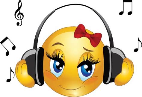 Clipart Girl Listen Music Smiley Emoticon 512x512 Escutando Música