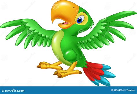 Cartoon Happy Parrot Isolated On White Background Stock Vector