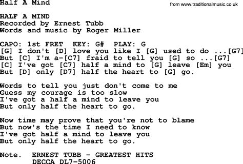 Half A Mind Bluegrass Lyrics With Chords