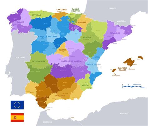 Mapa Administrativo Y Político De Galicia Colorida Del Vector Con El Co