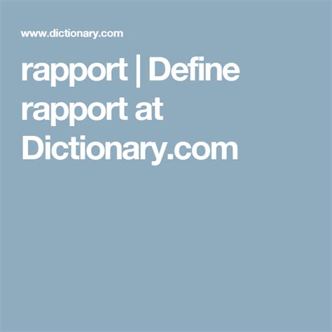 Rapport Define Rapport At Definitions Meant To Be