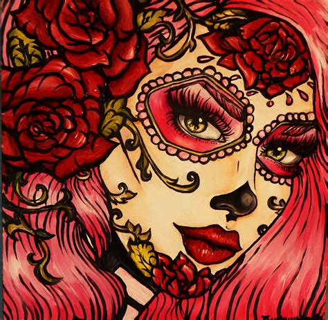 Pink Day Of The Dead Girl Painting On Behance