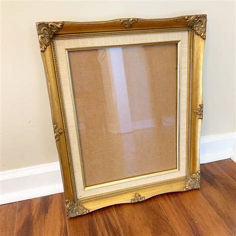 Stunning Ornate Gold Gilded Frame With Built In Linen Matting And Glass