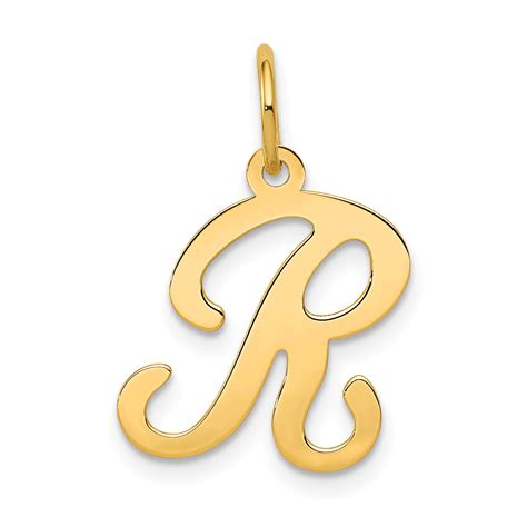 Icecarats 14k Yellow Gold Script Letter R Initial Monogram Name
