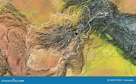 Shape Of Afghanistan With Regional Borders Topographic Stock