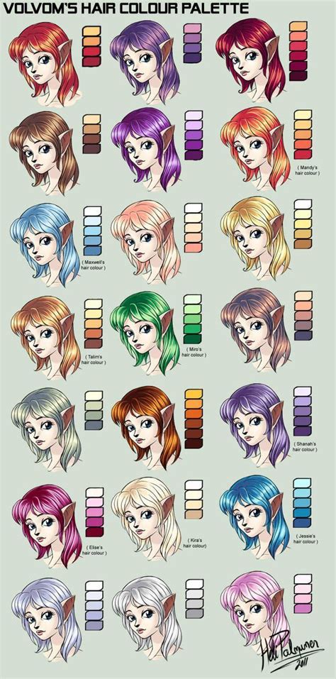 My Hair Colour Palette By Volvom Anime Hair Color Skin Color Palette