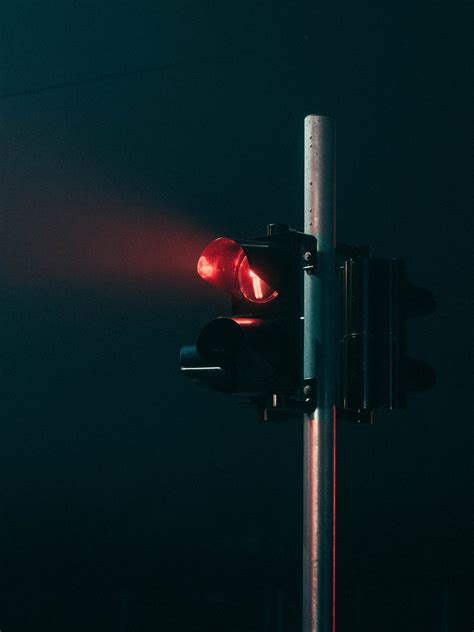 Black Traffic Light Turned On During Night Time Photo Free Light