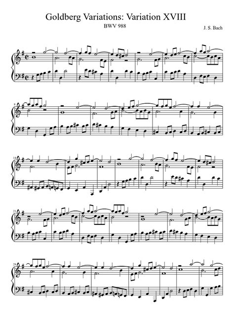 Bwv 988 Goldberg Variations Variation Xviii Sheet Music For Harp Solo