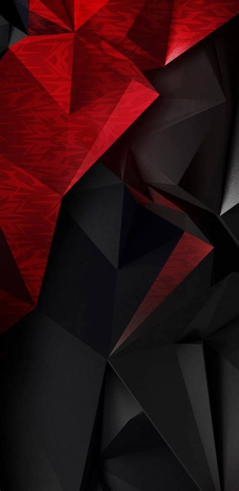 Abstract 3d Red And Black Polygons For Samsung Galaxy S9 Wallpaper Hd