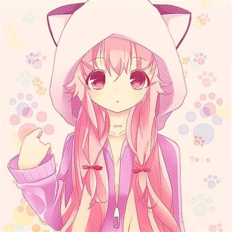 Yuno Gasai With A Neko Hoodie Anime Pinterest Cat Ears Hoodie