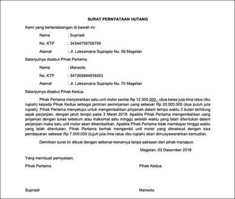 Contoh Surat Pernyataan Jaminan Sertifikat Tanah - Surat permohonan