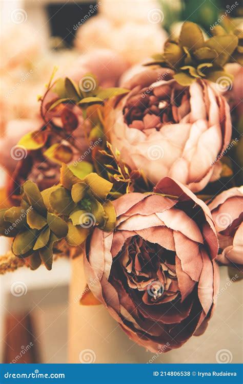 Beautiful Bouquet Of Roses Of Nude Flowers Stock Photo Image Of