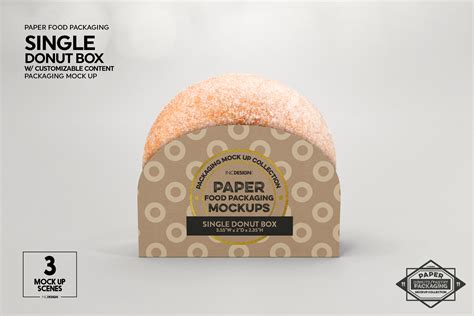 Download Single Donut Box Packaging Mockup