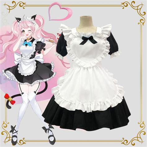 Kawaii Lolita Anime Heart Maid Cosplay Costume Outfit Dress Girls Woman