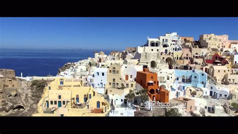 Drone Flying Very Low Over Oia Santorini Cycled Islands