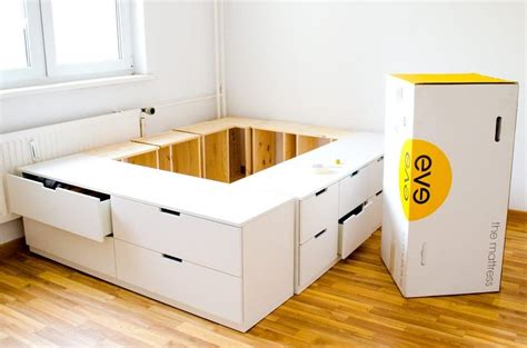 Bett limfjorden (140x200, 2 schubladen, weiss). DIY IKEA HACk - Plattform-Bett selber bauen aus Ikea ...