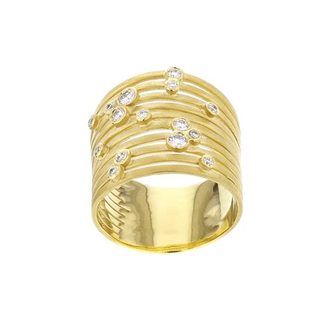 Marika 14k Yellow Gold Diamond Bezel Set Multi Row Cuff Ring Borsheims