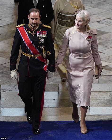Princess Mette Marit And Crown Prince Haakon Of Norway Stand In For King Harald At Italian State