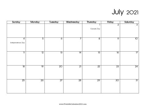 July 2021 Calendar Pdf Download Printable Blank Calendar Template