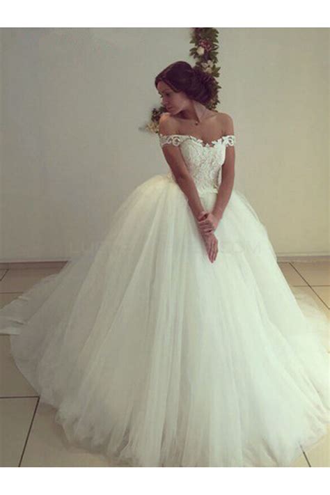 They are a great way to do strapless if you don't want to show too much skin. Lace Tulle Ball Gown Off-the-Shoulder Wedding Dresses ...