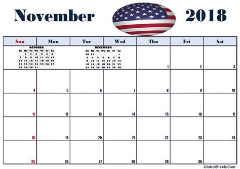Usa Calendar November 2018 Calendar Usa Usa Calendar 2018 Calendar