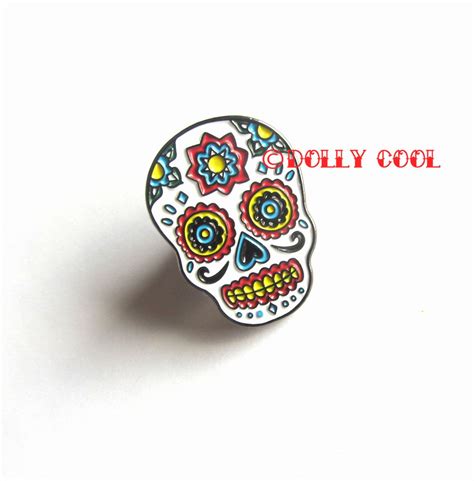 Sugar Skull Enamel Pin By Dolly Cool Dia De Los Muertos Day Of The