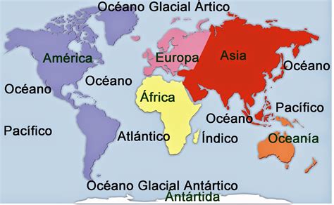 Planisferio Con Nombres A Color De Los Continentes Merteberte Reverasite
