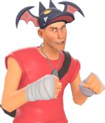 He has only a basic elementary knowledge of reading, as he had problem reading the words submachine guns marked on a crate. Bat Hat - Official TF2 Wiki | Official Team Fortress Wiki