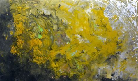 What kind of abstract art is blue and brown? Mustard yellow and grey abstract art featuring hints of ...
