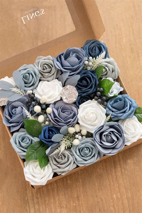 Vintage flowers light blue plunging evening dress. Deluxe Dusty Blue Flowers Box Set - 8 Styles in 2020 ...